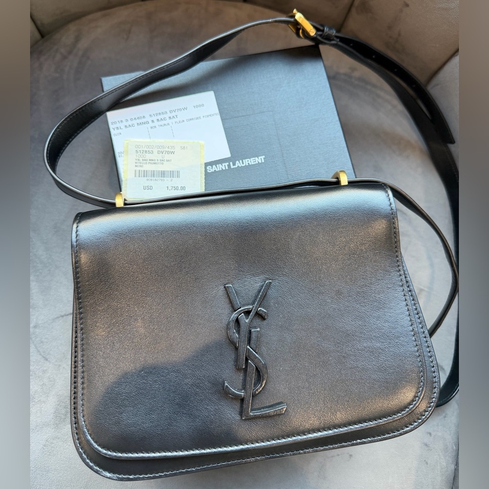 Yves Saint Laurent Spontini Saddle Bag Black in Smooth Calfskin Monogram Camera - Picture 15 of 17
